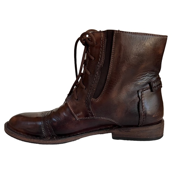 Bed Stu Brown Leather Lace Up Boots Size 8 Cobbler Series - Picture 2 of 15